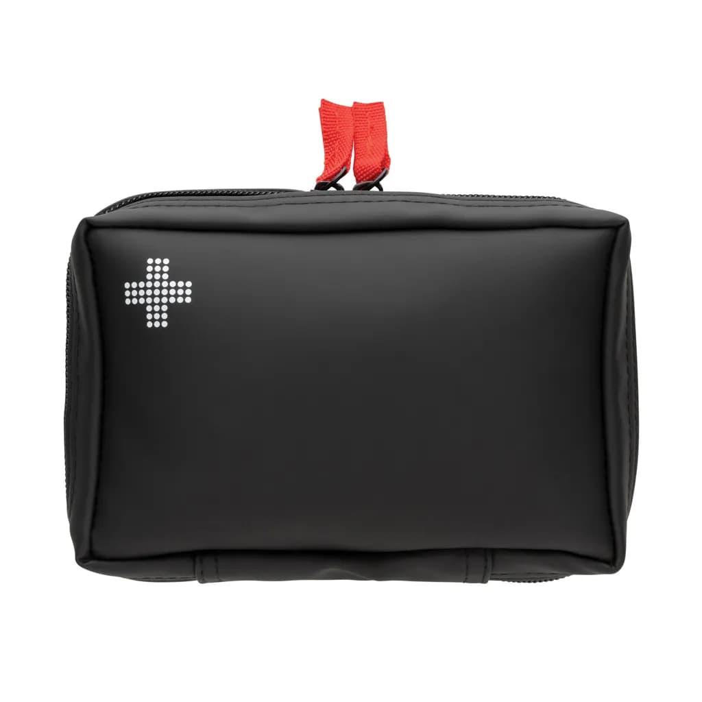 Erste-Hilfe-Set in RCS recycelter Nubuk-PU Tasche - schwarz