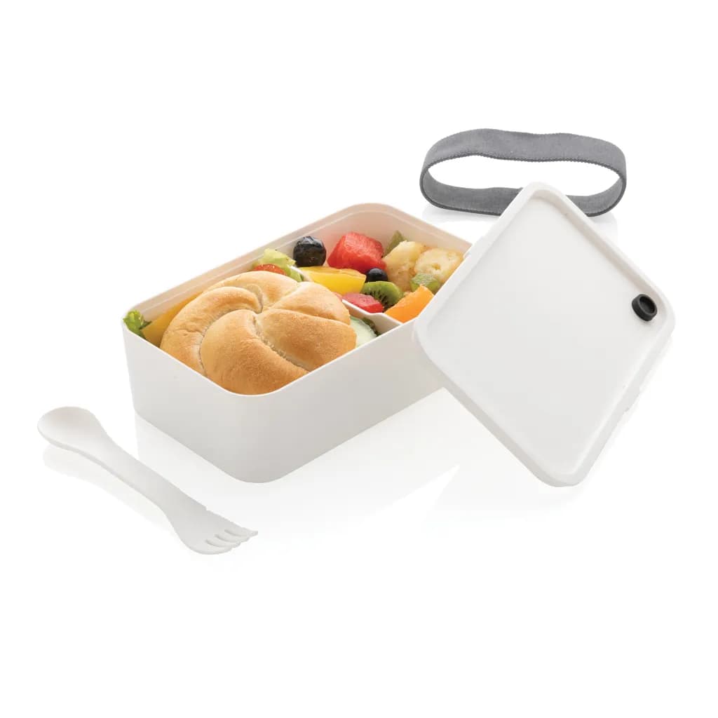 PP Lunchbox mit Göffel - weiß