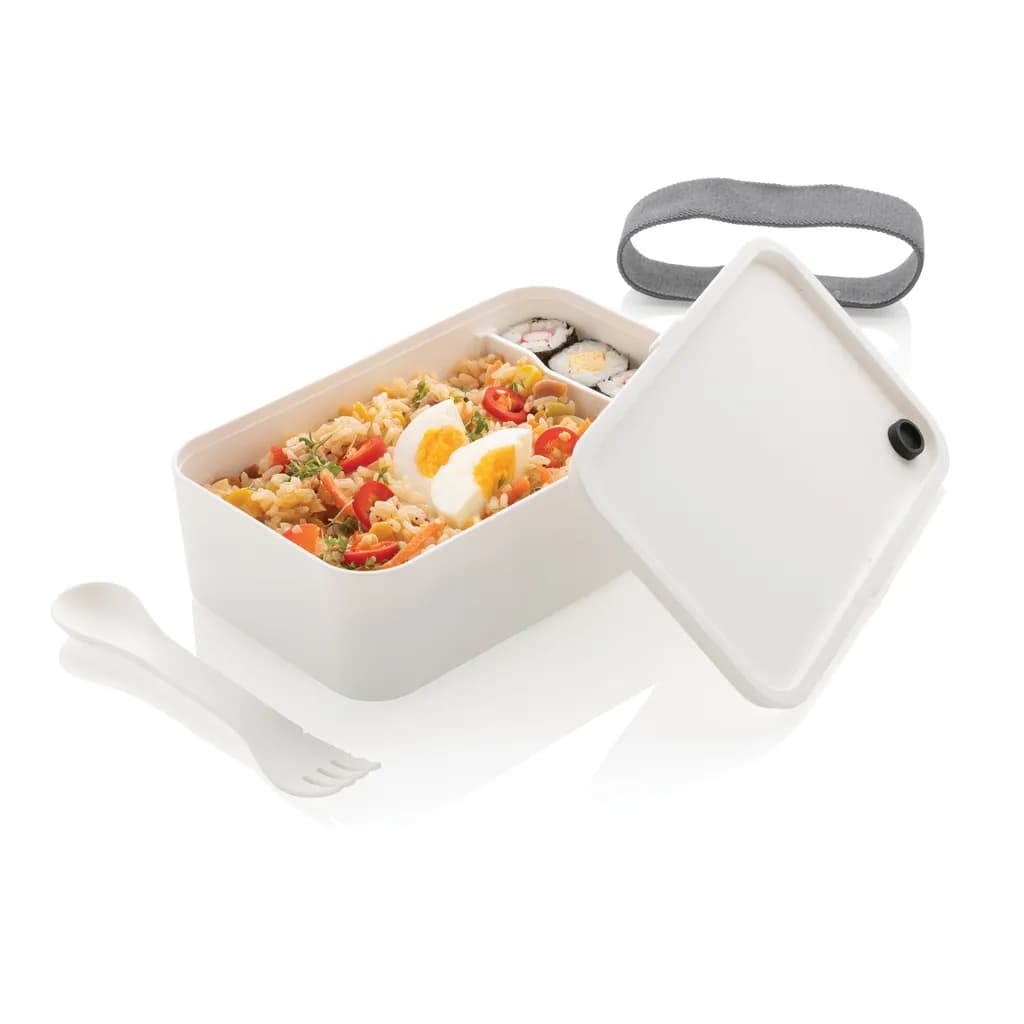 PP Lunchbox mit Göffel - weiß