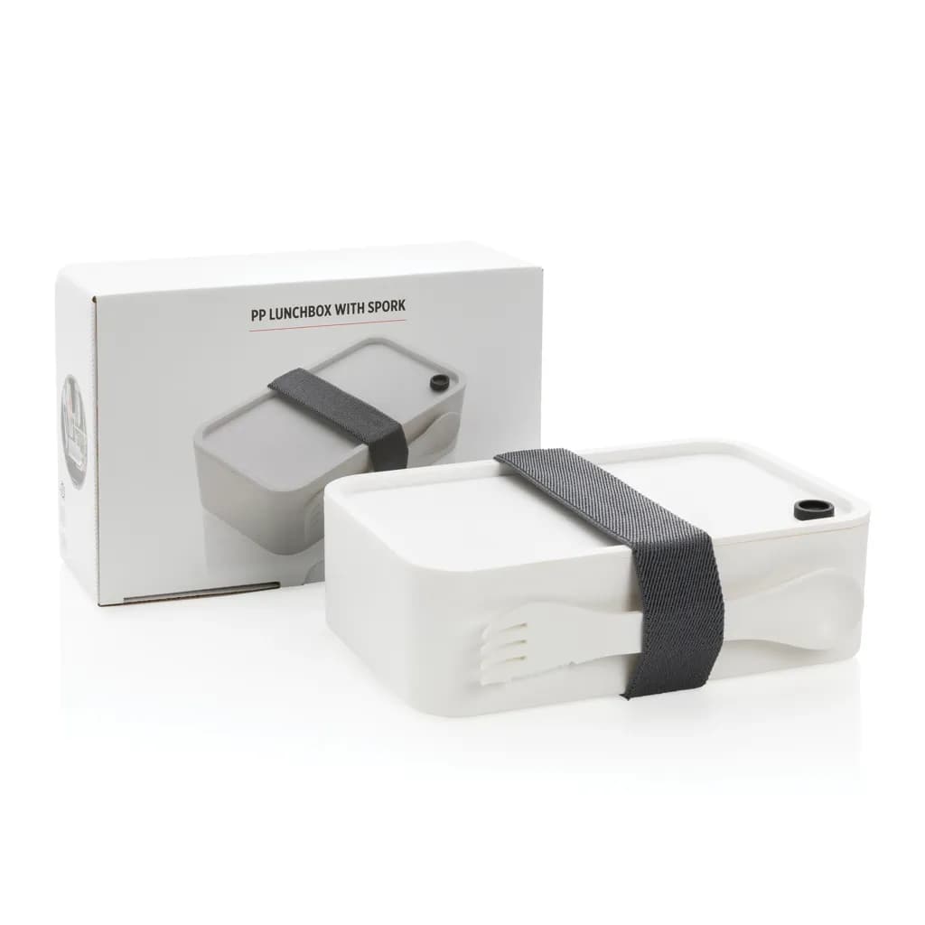 PP Lunchbox mit Göffel - weiß