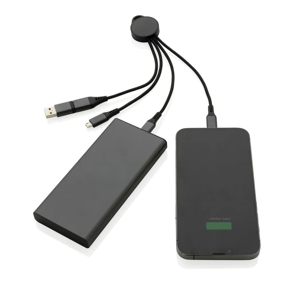 Terra 6-in-1-Ladekabel aus RCS recyceltem Aluminium - grau