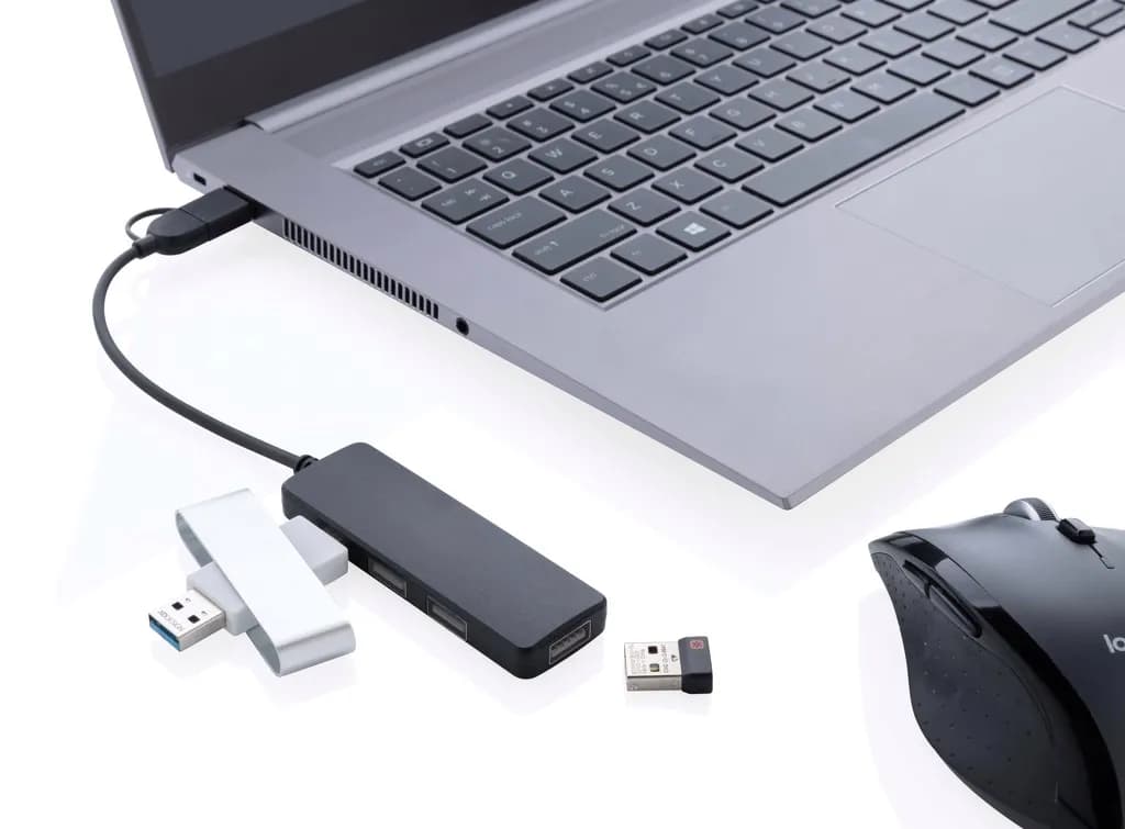 RCS recycelter USB-Hub mit Dual-Input - schwarz