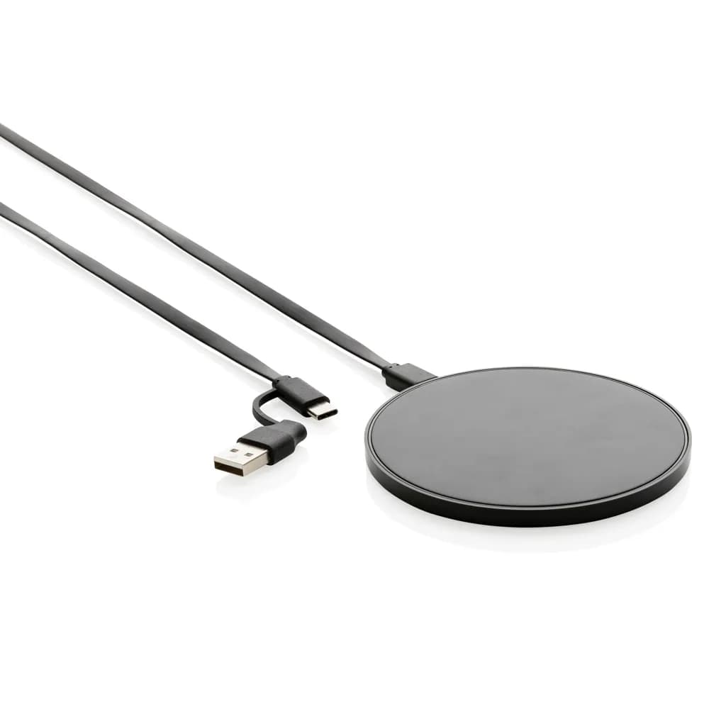 10W Wireless Charger aus RCS Standard recyceltem Kunststoff - schwarz