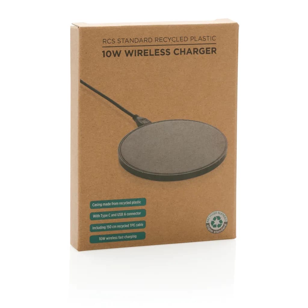 10W Wireless Charger aus RCS Standard recyceltem Kunststoff - schwarz