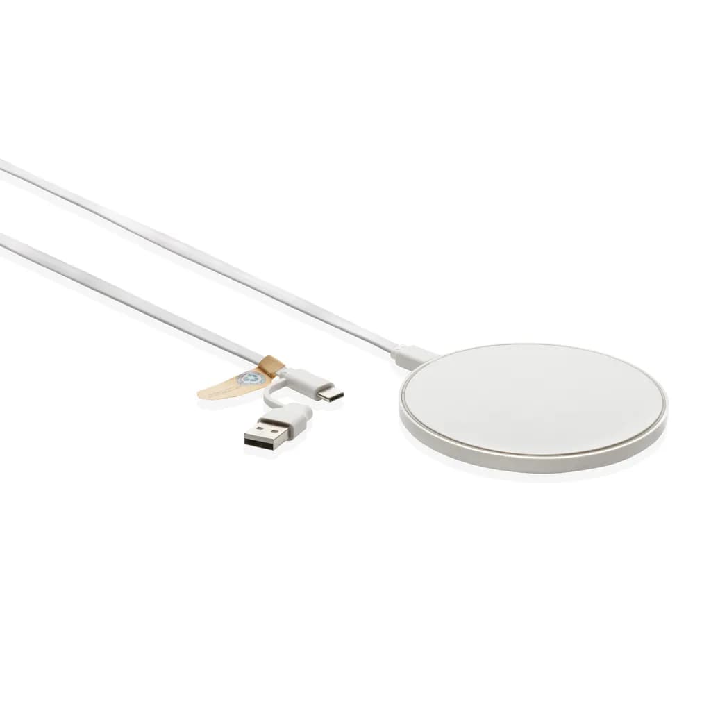 10W Wireless Charger aus RCS Standard recyceltem Kunststoff - weiß