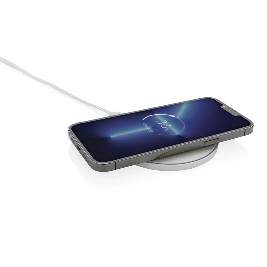 10W Wireless Charger aus RCS Standard recyceltem Kunststoff - weiß