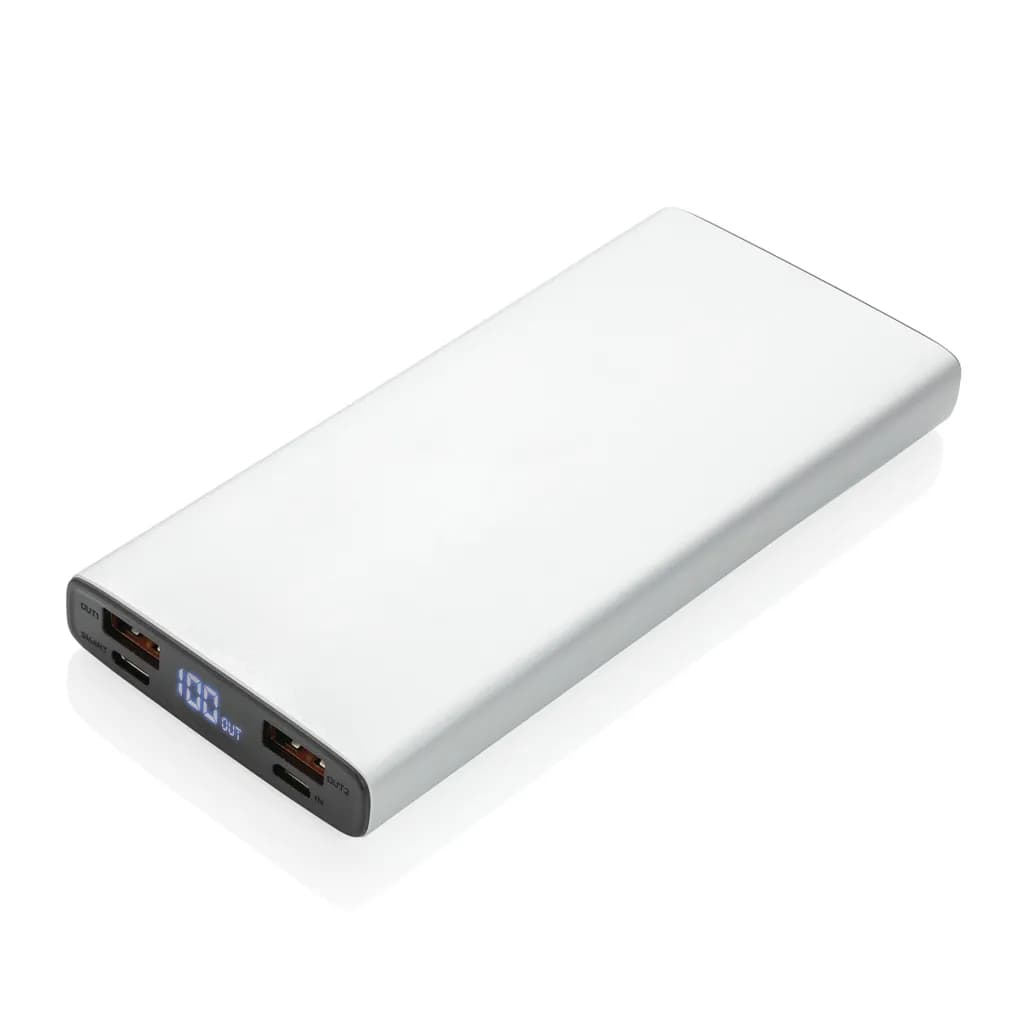 18W PD Powerbank mit 10.000 mAh aus Aluminium - silber