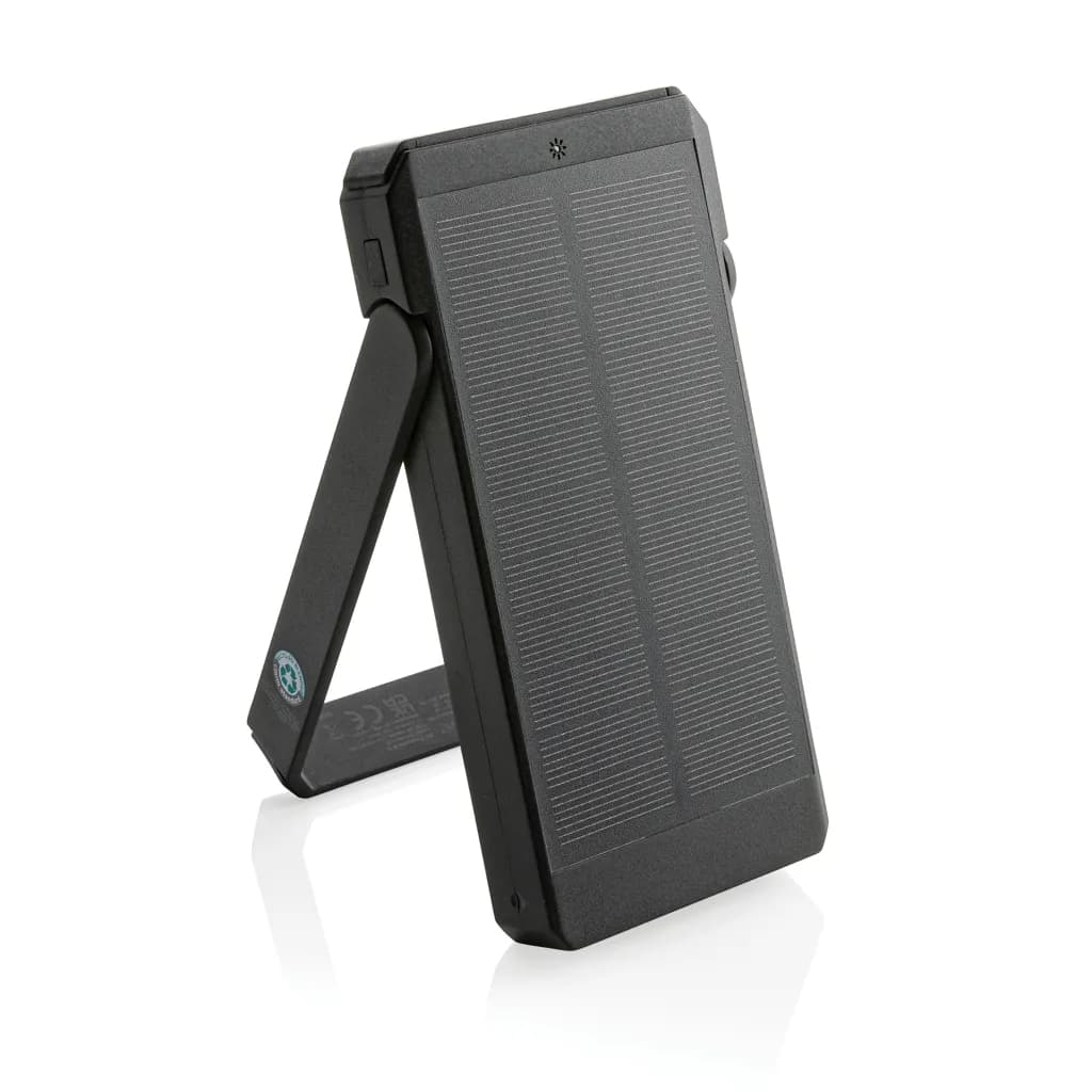 Skywave 10000mAh Solarpowerbank aus RCS recycelt. Kunststoff - schwarz