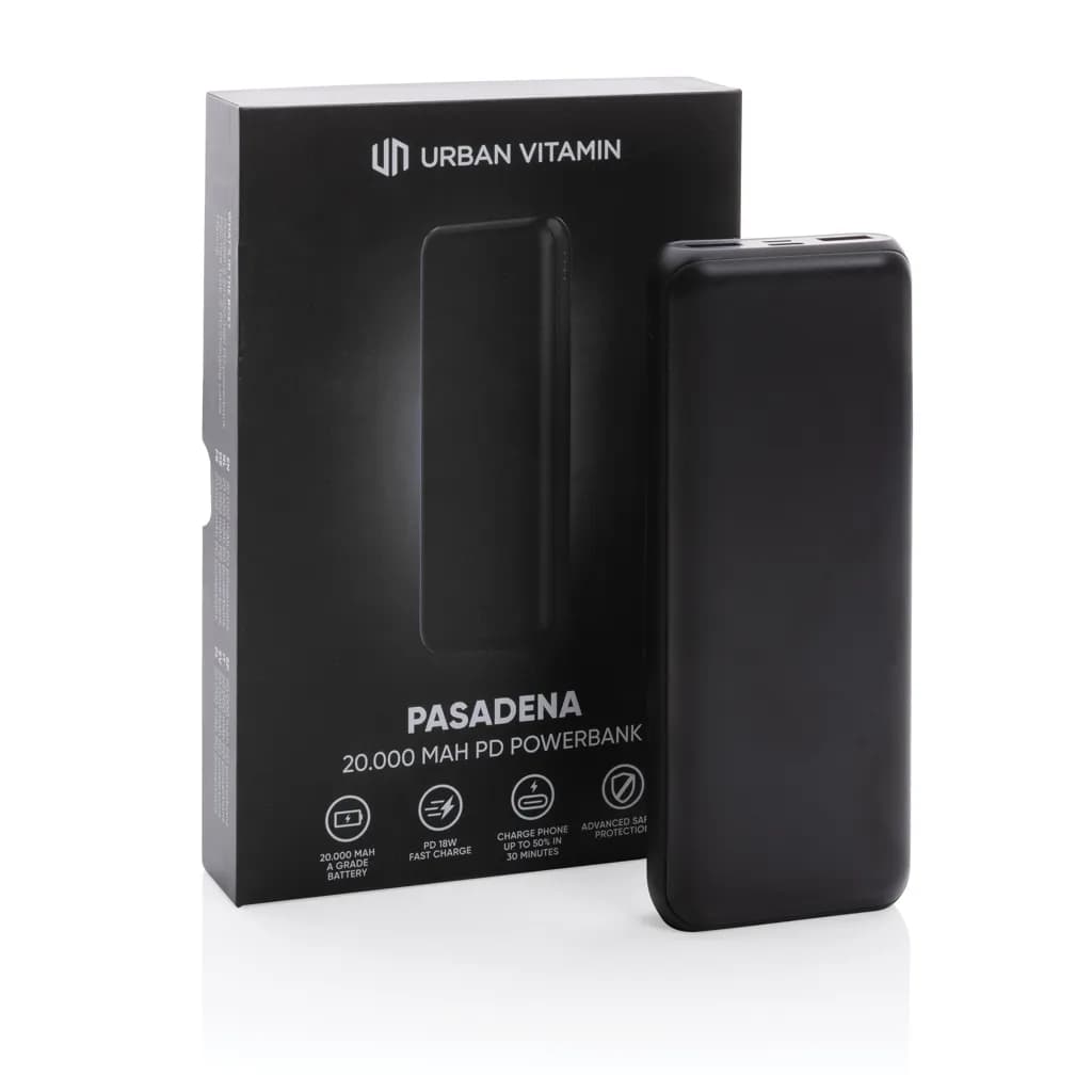 Urban Vitamin Pasadena 20.000mAh 18W PD Powerbank - schwarz