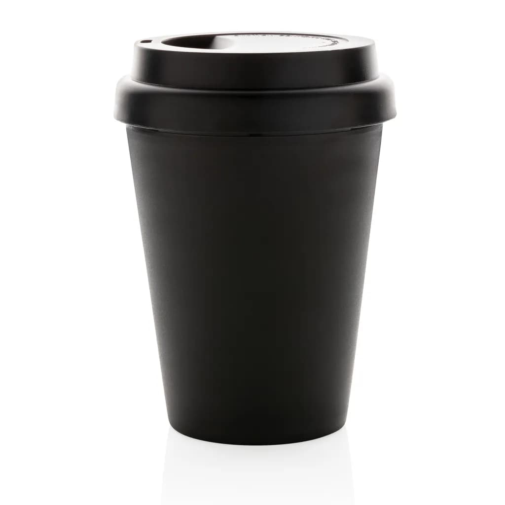 Wiederverwendbarer doppelwandiger Kaffeebecher 300ml - schwarz
