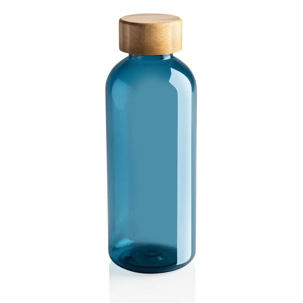 RCS rPET Flasche mit Bambus-Deckel - blau