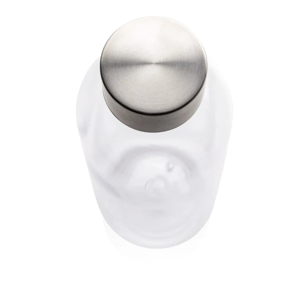 Auslaufsichere Trinkflasche mit Metalldeckel - transparent