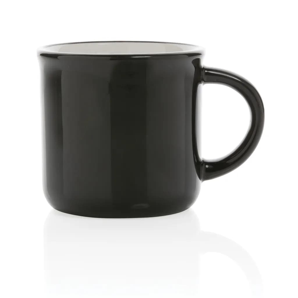 Vintage Keramiktasse, 280ml - schwarz