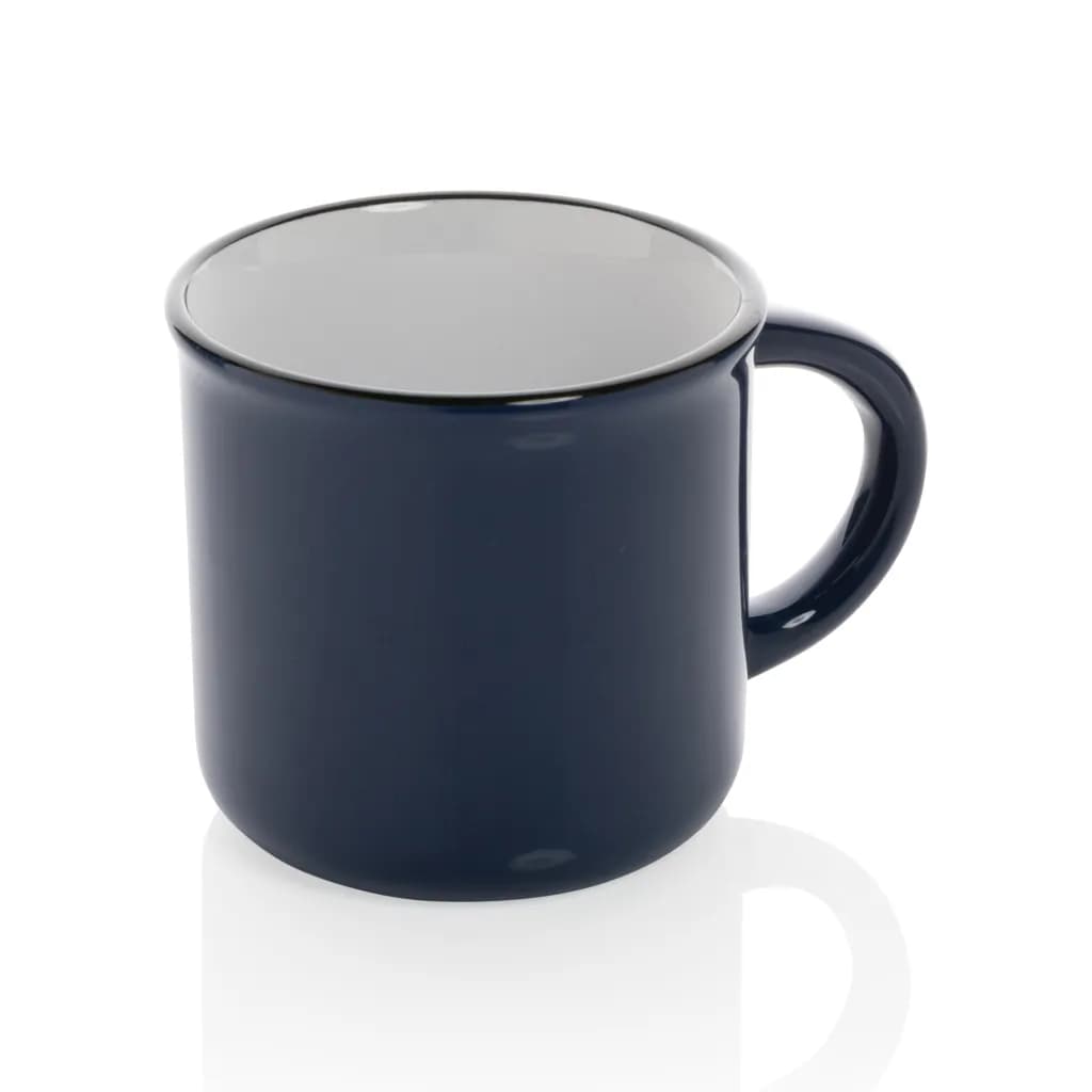 Vintage Keramiktasse, 280ml - navy blau