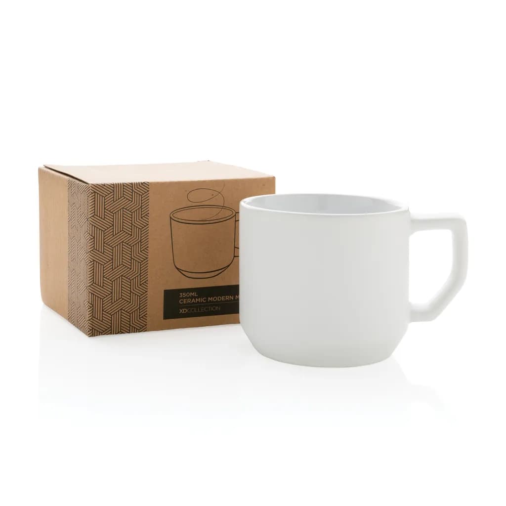 Moderne Keramiktasse, 350ml - weiß
