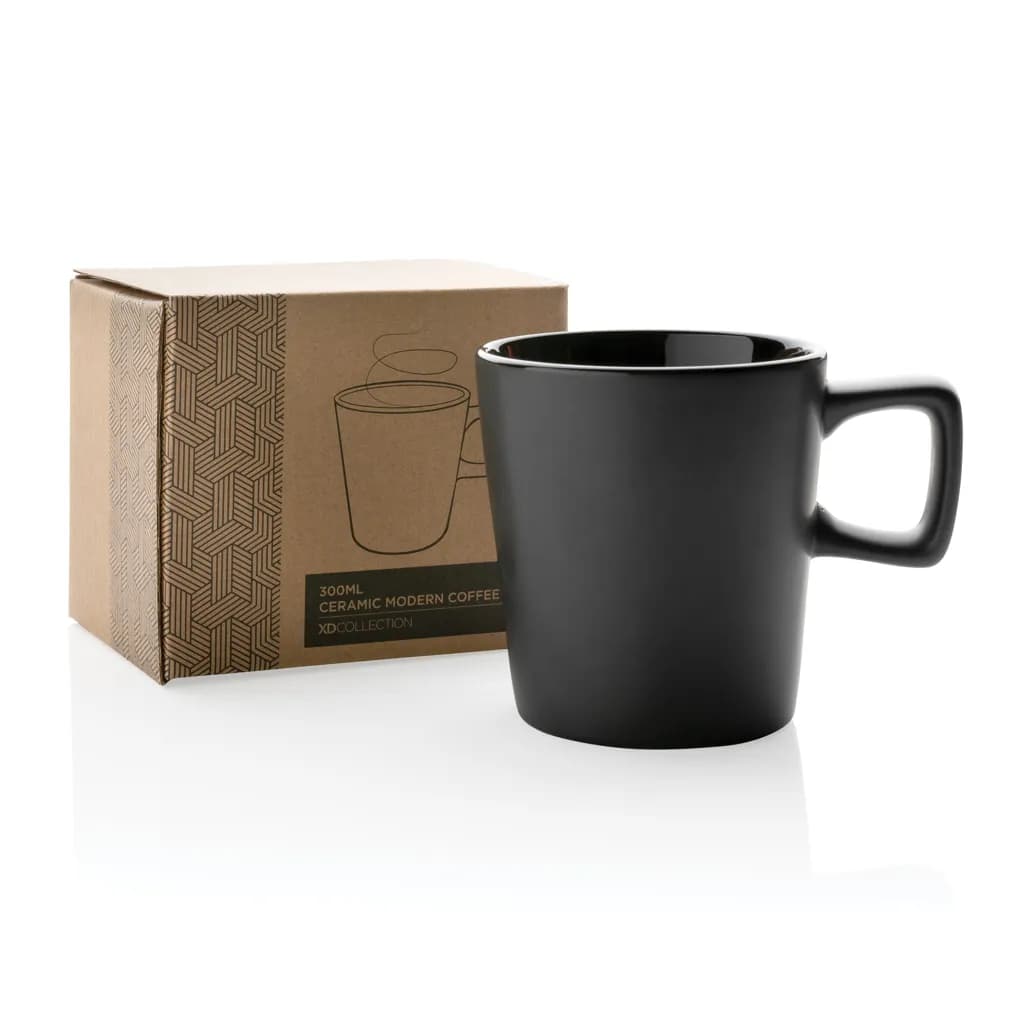 Moderne Keramik Kaffeetasse, 300ml - schwarz