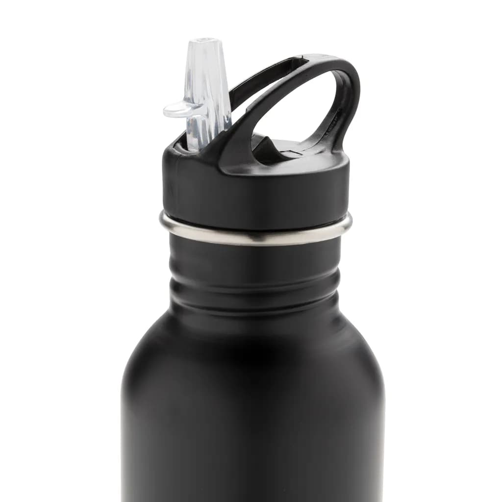 Deluxe Sportflasche aus Edelstahl - schwarz
