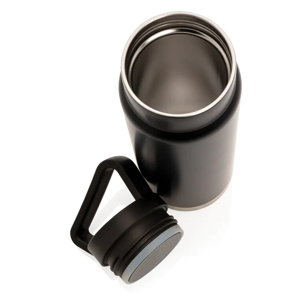 Auslaufsichere Vakuum-Flasche mit Tragegriff - schwarz