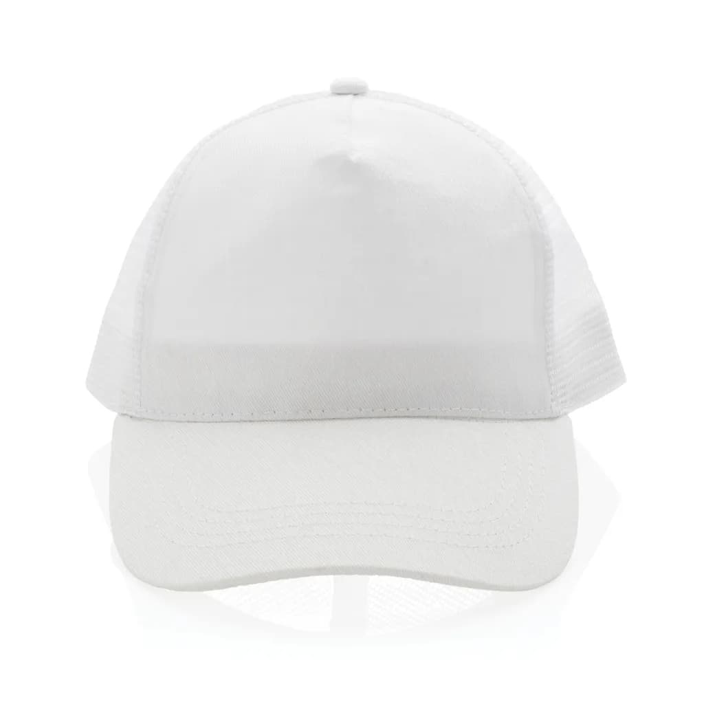Impact AWARE™ 190gr Brushed rCotton 5 Panel Trucker-Cap - weiß