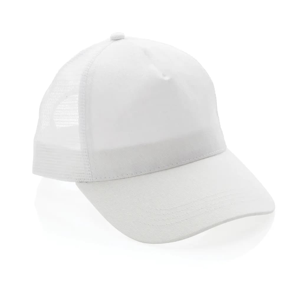Impact AWARE™ 190gr Brushed rCotton 5 Panel Trucker-Cap - weiß