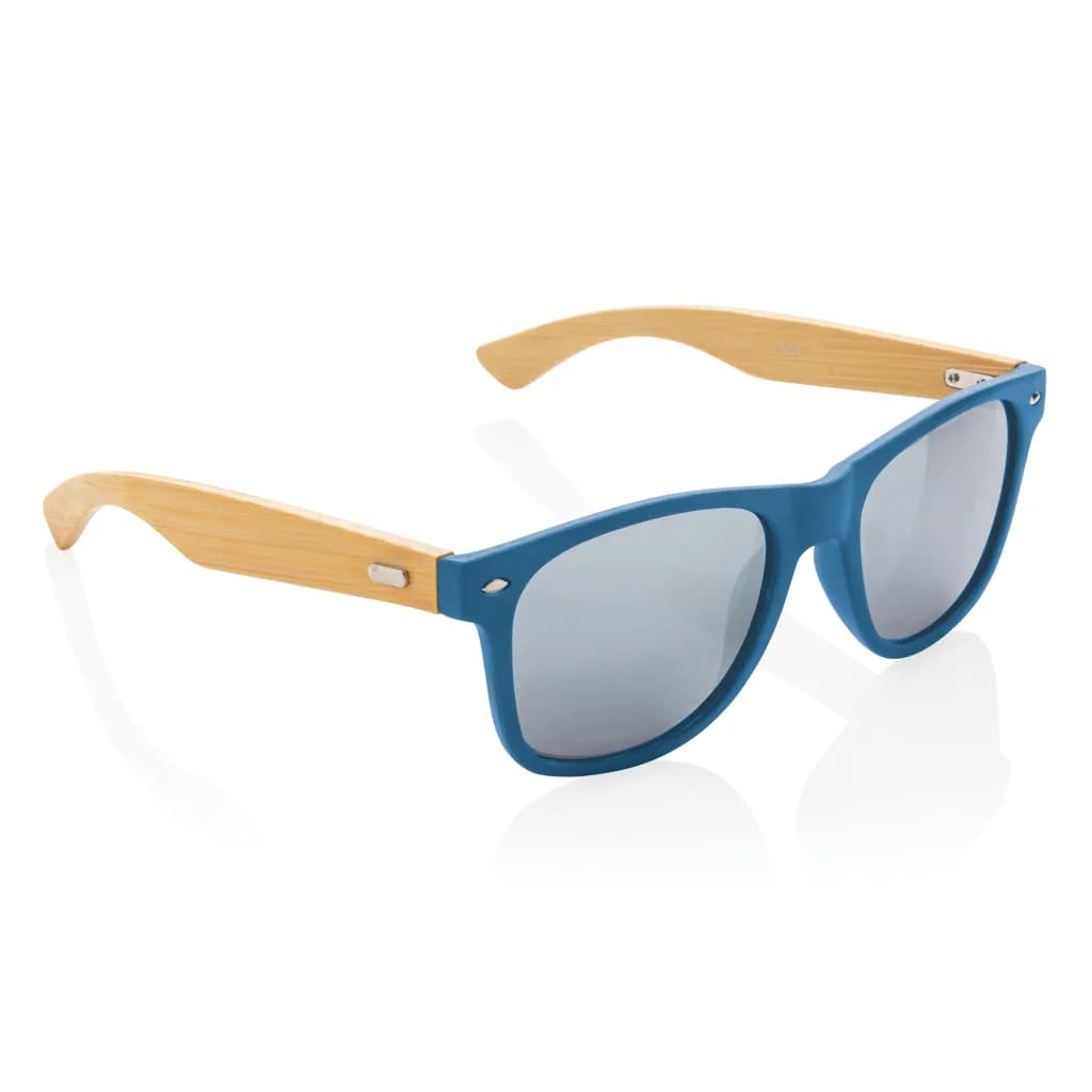 Sonnenbrille aus Bambus und RCS recyceltem Kunststoff - blau