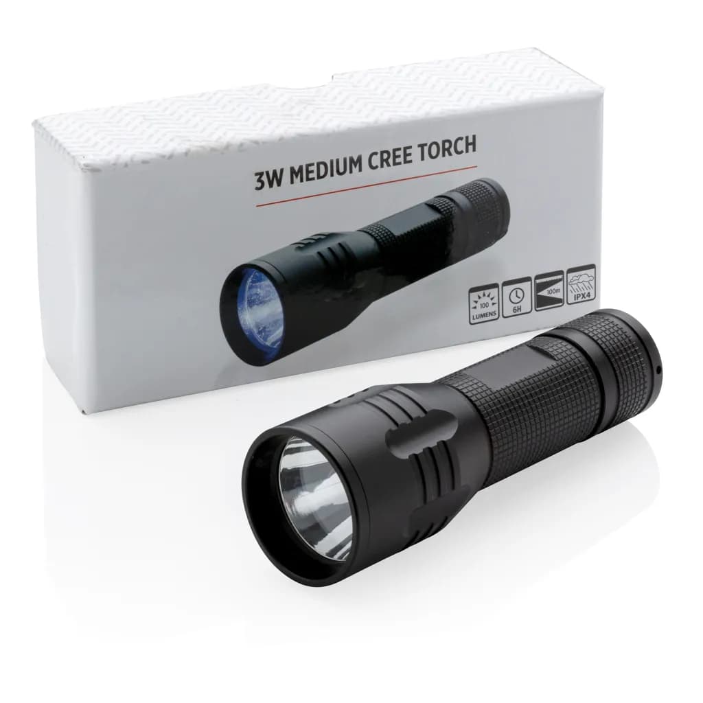 3W Cree Taschenlampe - schwarz
