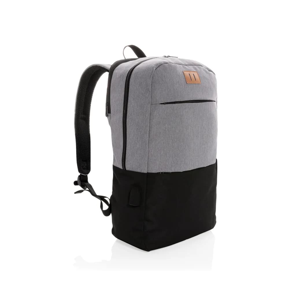 Moderner 15.6 USB & RFID Laptop-Rucksack, PVC-frei - schwarz