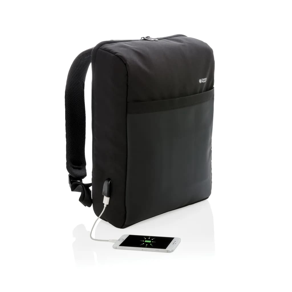 Swiss Peak 15 Anti-Diebstahl RFID & USB Rucksack - schwarz