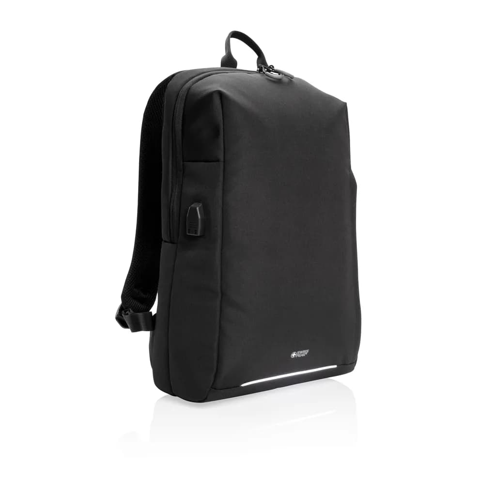 Swiss Peak AWARE™ RFID und USB A-Laptop-Rucksack - schwarz
