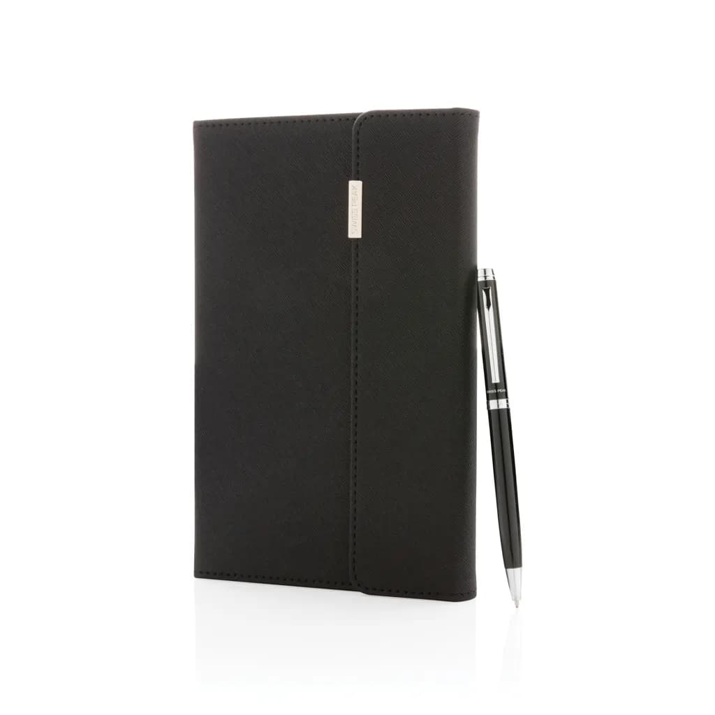 Swiss Peak Deluxe A5 Notizbuch mit Stift - schwarz