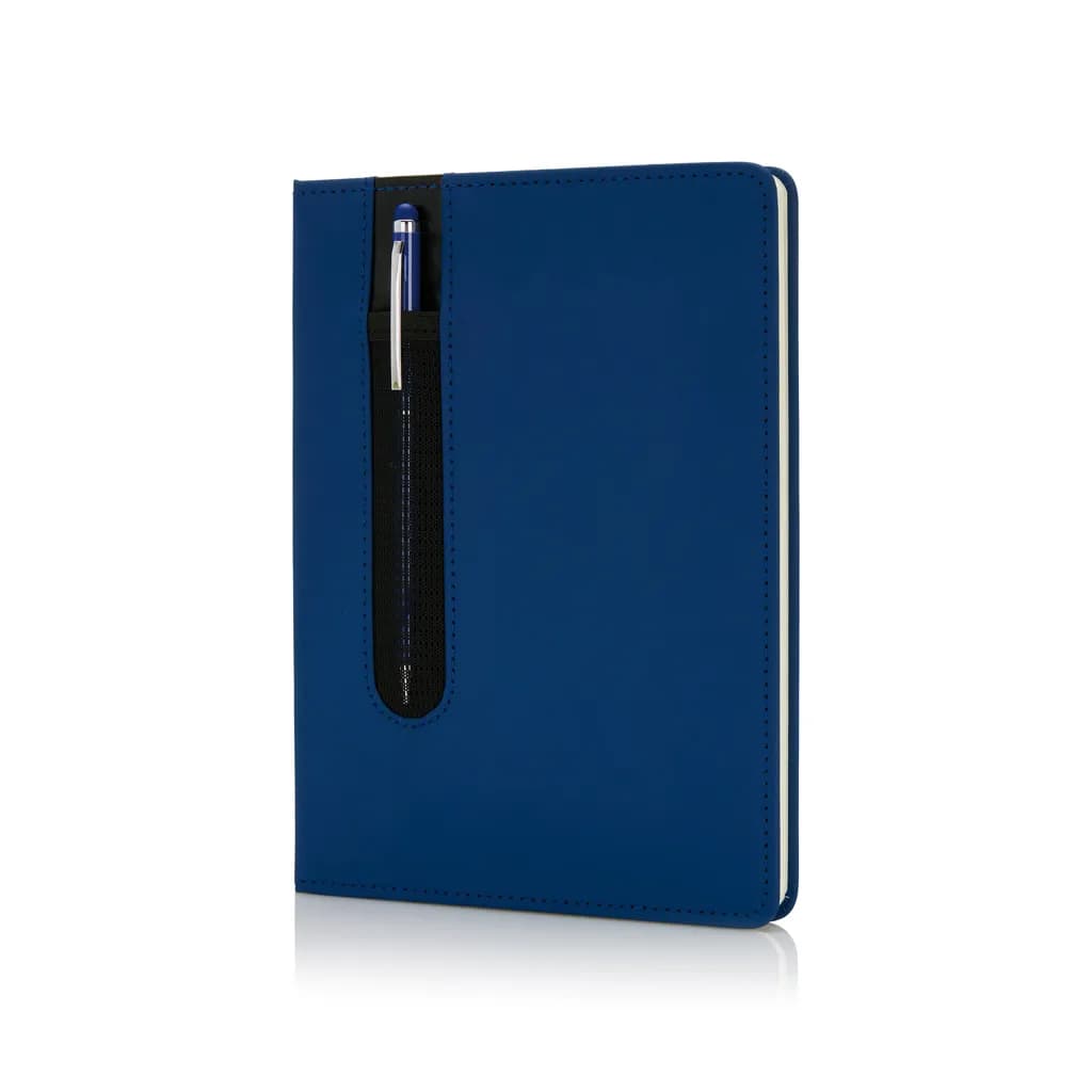 Basic Hardcover PU A5 Notizbuch mit Stylus-Stift - navy blau