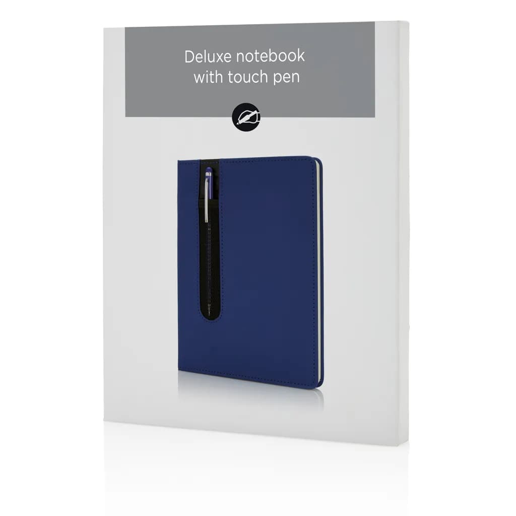 Basic Hardcover PU A5 Notizbuch mit Stylus-Stift - navy blau