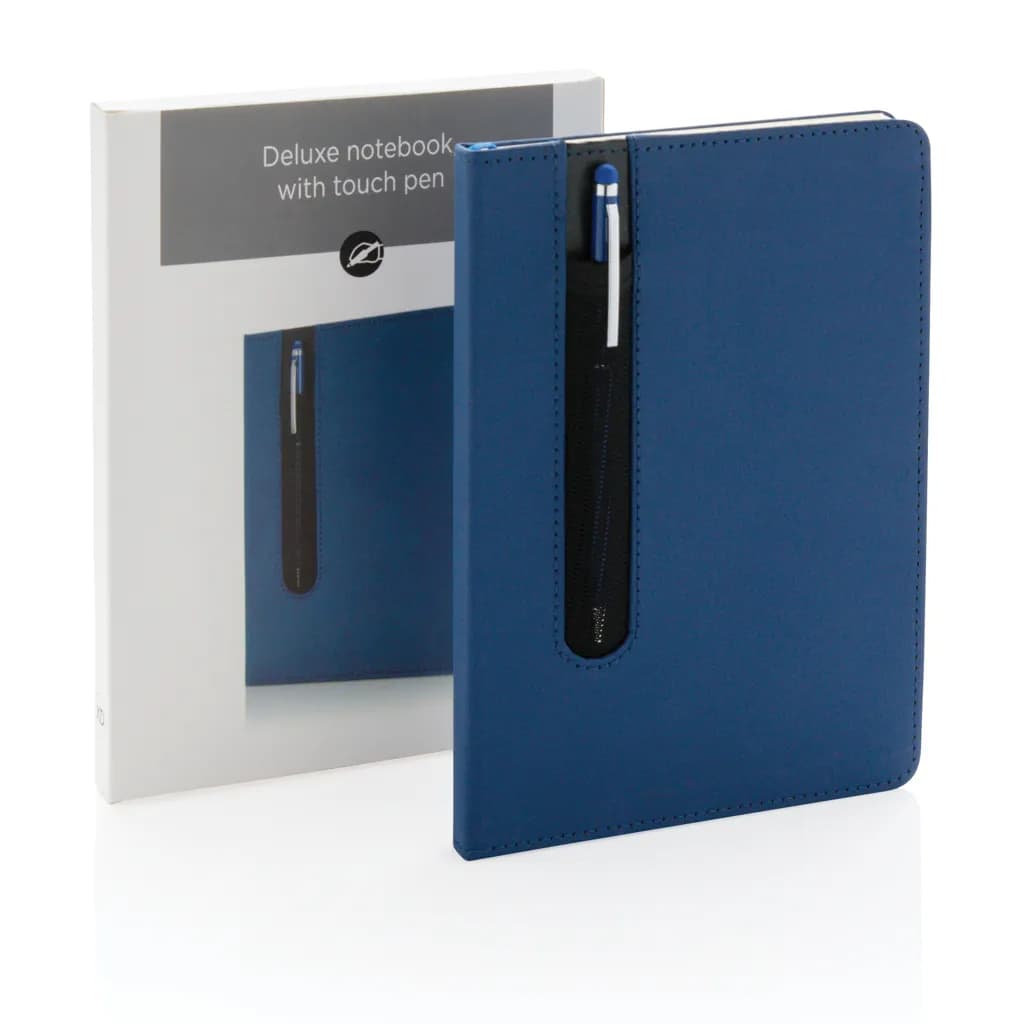 Basic Hardcover PU A5 Notizbuch mit Stylus-Stift - navy blau
