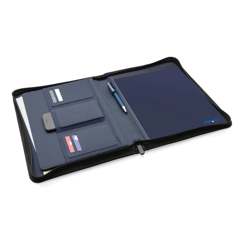 Impact AWARE™ RPET A4 Portfolio mit Reißverschluss - navy blau