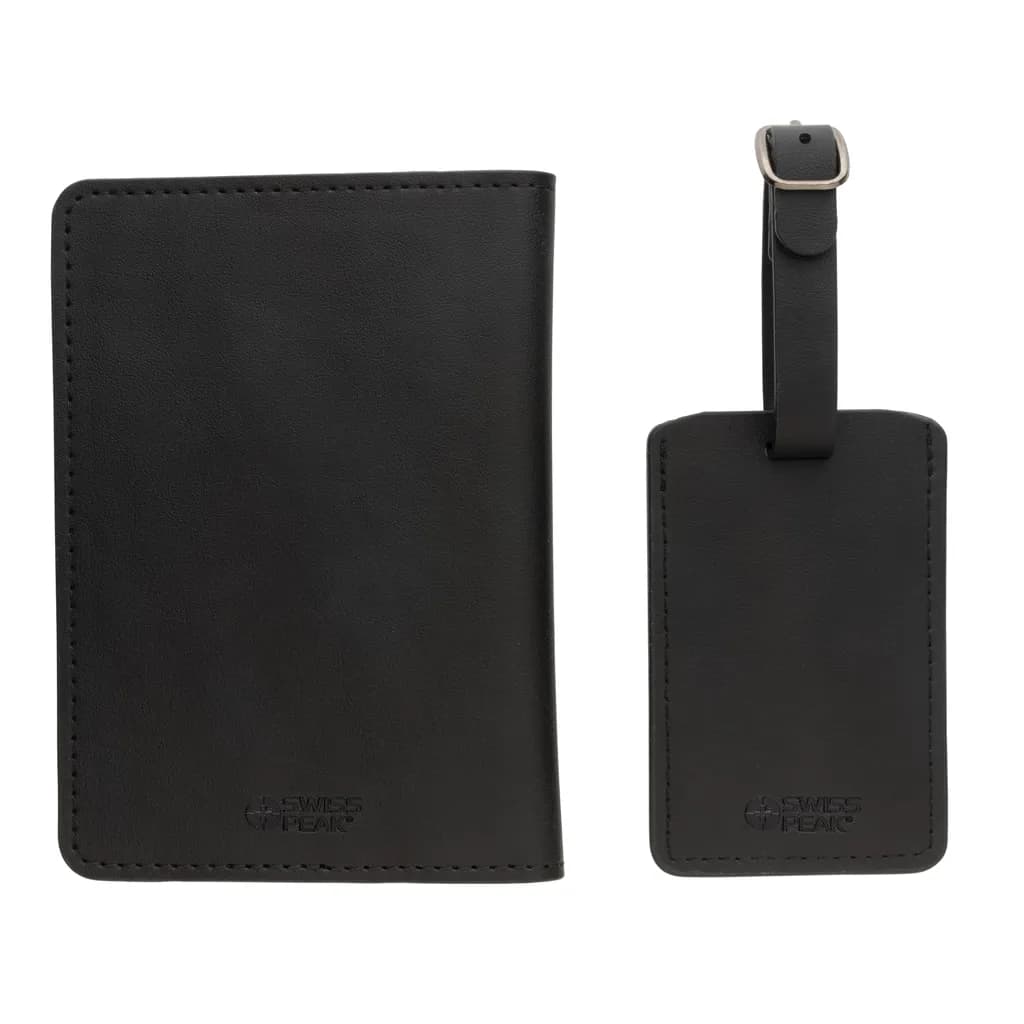 Swiss Peak Reise-Geschenkset aus GRS recyceltem PU - schwarz