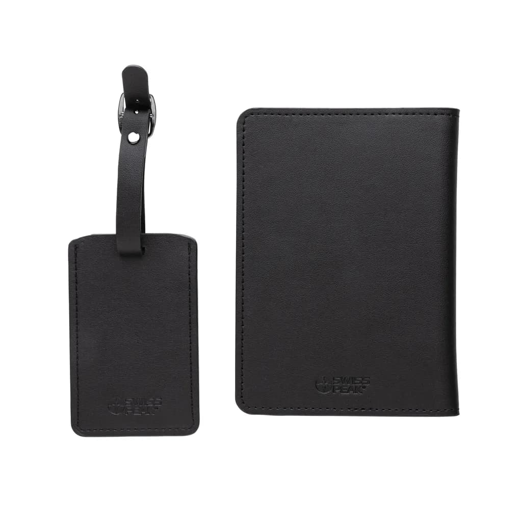 Swiss Peak Reise-Geschenkset aus GRS recyceltem PU - schwarz