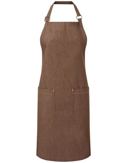Organic Denim Fairtrade Bib Apron - Brown Denim (ca. Pantone 4705C)