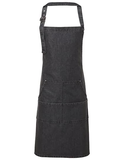 Jeans Stitch Denim Bib Apron - Black Denim (ca. Pantone 433C)