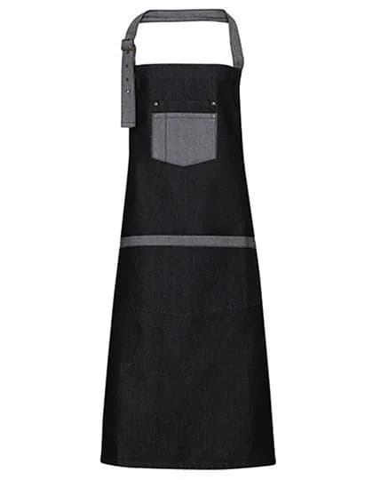 Domain Contrast Denim Bib Apron - Black Denim (ca. Pantone 433C)
