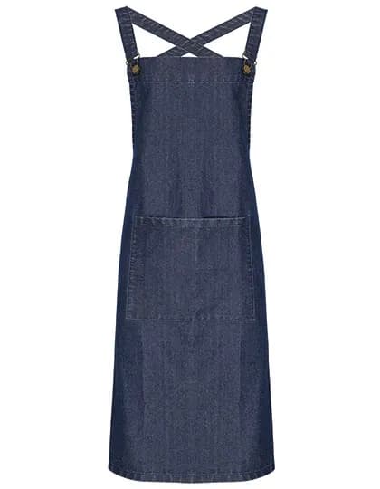 Cross Back Barista Bib Apron - Indigo Denim (ca. Pantone 2767C)