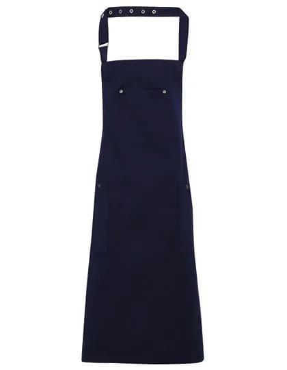 Cotton Chino Bib Apron - Navy (ca. Pantone 2378C)