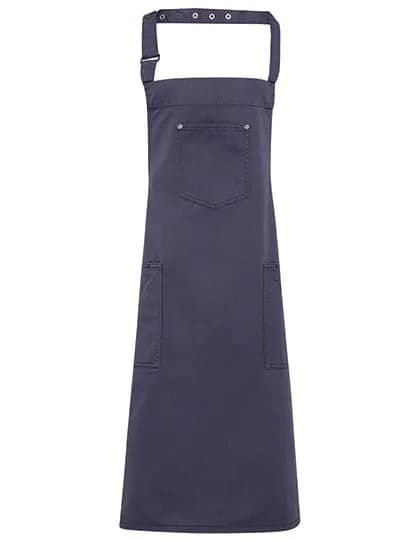 Cotton Chino Bib Apron - Steel (ca. Pantone Cool Grey 11C)