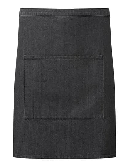 Colours Mid Length Apron with Pocket - Black Denim (ca. Pantone 426C)