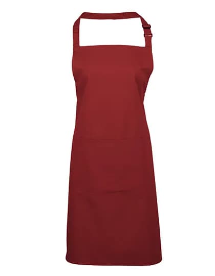 Colours Collection Bib Apron With Pocket - Burgundy (ca. Pantone 216C)