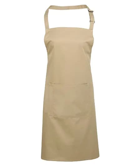 Colours Collection Bib Apron With Pocket - Khaki (ca. Pantone 7503C)