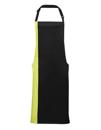 Colours Collection Contrast Bib Apron - Black/Lime (ca. Pantone 382C)