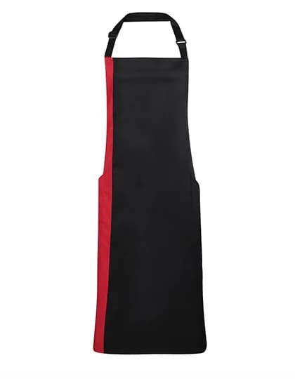 Colours Collection Contrast Bib Apron - Black/Red (ca. Pantone 200C)