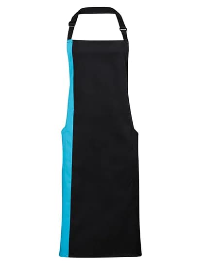 Colours Collection Contrast Bib Apron - Black/Turquoise (ca. Pantone 312C)