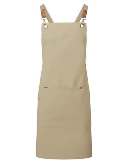 Clip n Clasp Cross-Back Bib Apron - Khaki (ca. Pantone 7536C)