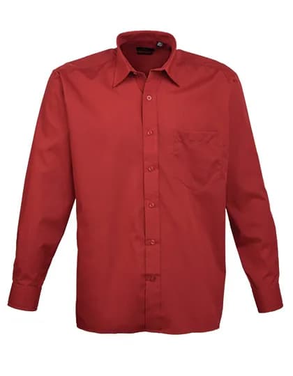 Men´s Poplin Long Sleeve Shirt - Burgundy